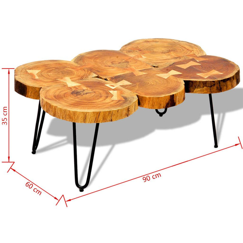 6 Trunks Solid Sheesham Wood Coffee Side Table 35 Cm