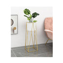 70Cm Gold Metal Plant Stand With White Flower Pot Holder Corner Rack