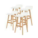 4 Pcs 74Cm Oak Wood Bar Stool Leather Sophia White