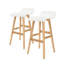 2 Pcs 74Cm Oak Wood Bar Stool Leather Sophia White