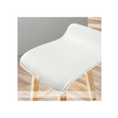 2 Pcs 74Cm Oak Wood Bar Stool Leather Sophia White