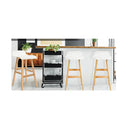 2 Pcs 74Cm Oak Wood Bar Stool Leather Sophia White