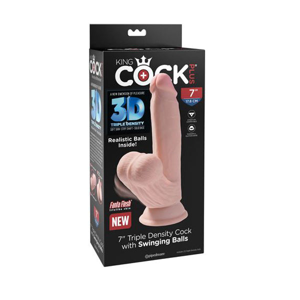 7 Inches King Cock Plus 3D Cock With Swinging Balls