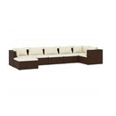 7 Pcs Garden Lounge With Cushion Poly Rattan Brown