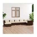 7 Pcs Garden Lounge With Cushion Poly Rattan Brown