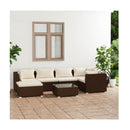 7 Pcs Garden Lounge With Cushions Poly Rattan Brown