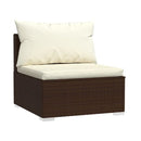 7 Pcs Garden Lounge With Cushions Poly Rattan Brown