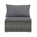 7Pcs Grey Outdoor Patio Lounge With Cushions Poly Rattan