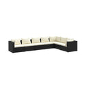 7 Pcs Outdoor Lounge Set With Cushions Poly Rattan Black