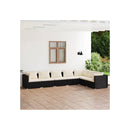 7 Pcs Outdoor Lounge Set With Cushions Poly Rattan Black