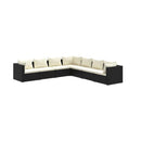 7 Pcs Outdoor Lounge With Cushions Poly Rattan Black