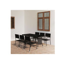 7 Piece Garden Dining Set Black Poly Rattan