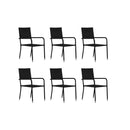 7 Piece Garden Dining Set Black Poly Rattan