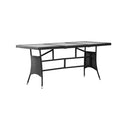 7 Piece Garden Dining Set Black Poly Rattan