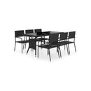 7 Piece Garden Dining Set Black Poly Rattan