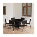 7 Piece Black Garden Dining Set Poly Rattan