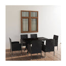 7 Piece Poly Rattan Black Garden Dining Set