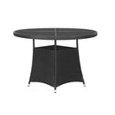 7 Piece Black Garden Dining Set Poly Rattan