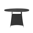 7 Piece Black Garden Dining Set Poly Rattan
