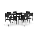 Poly Rattan Black 7 Piece Garden Dining Set