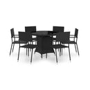 7 Piece Black Garden Dining Set Poly Rattan