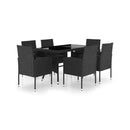 7 Piece Poly Rattan Black Garden Dining Set