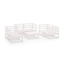 7 Piece Garden Lounge Set White Solid Pinewood