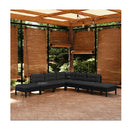 7 Piece Garden Lounge Set With Cushions Black Pinewood