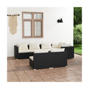 7 Piece Black Poly Rattan Garden Lounge Set With Cushions