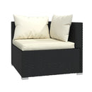 7 Piece Black Poly Rattan Garden Lounge Set With Cushions