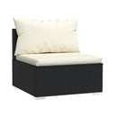 7 Piece Black Poly Rattan Garden Lounge Set With Cushions