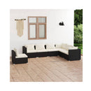 Black Poly Rattan 7 Piece Lounge Garden Set With Cushions