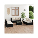 7 Piece Poly Rattan Black Lounge Garden Set With Cushions