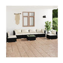 7 Piece Lounge Garden Set With Cushions Poly Rattan Black