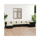 7 Piece Garden Lounge Set Black Poly Rattan With Cushions