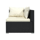 7 Piece Garden Lounge Set Black Poly Rattan With Cushions