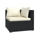 7 Piece Lounge Garden Set With Cushions Poly Rattan Black