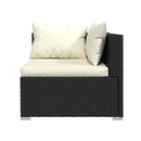 7 Piece Lounge Garden Set With Cushions Poly Rattan Black