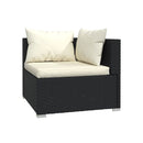 7 Piece Garden Lounge Set Black Poly Rattan With Cushions