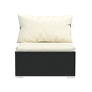 7 Piece Garden Lounge Set Black Poly Rattan With Cushions