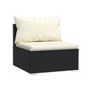 7 Piece Lounge Garden Set With Cushions Poly Rattan Black
