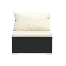7 Piece Lounge Garden Set Black Poly Rattan With Cushions
