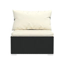 7 Piece Lounge Garden Set With Cushions Poly Rattan Black