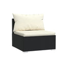7 Piece Garden Lounge Set Black Poly Rattan With Cushions