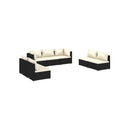 Poly Rattan Black 7 Piece With Cushions Garden Lounge Set