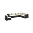 Black Poly Rattan 7 Piece Lounge Garden Set With Cushions