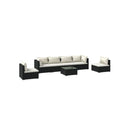 7 Piece Lounge Garden Set With Cushions Poly Rattan Black