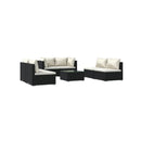 7 Piece Poly Rattan Black Lounge Garden Set With Cushions