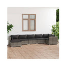7 Piece Garden Lounge Set Grey Poly Rattan With Cushions