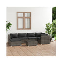 7 Piece Garden Lounge Set Grey Poly Rattan With Cushions